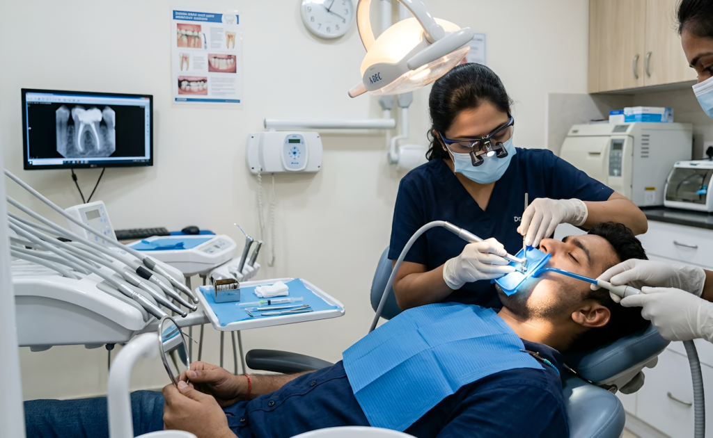 Advanced root canal treatment using modern dental technology and precision tools
